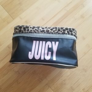 🌸 Juicy Couture Leopard Faux Fur Black Pink Makeup Cosmetic Bag Case Organizer